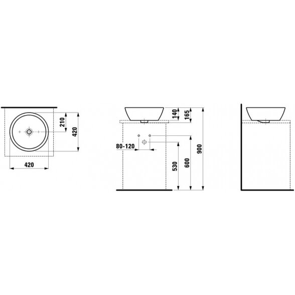 Praustuvas-dubuo LAUFEN Pro S, 420 mm su LCC danga 3