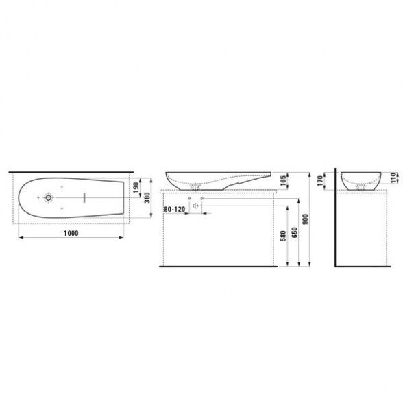 Praustuvas-dubuo LAUFEN Ilbagnoalessi 1000 x 380 mm 2