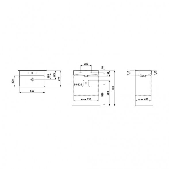 Praustuvas LAUFEN Val 650 x 420 mm, H8102847571041 4