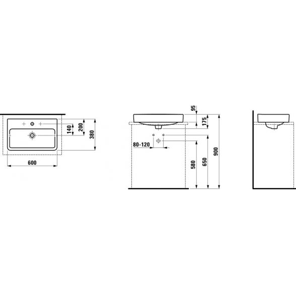 Praustuvas LAUFEN Pro S, 600 x 380 mm 4