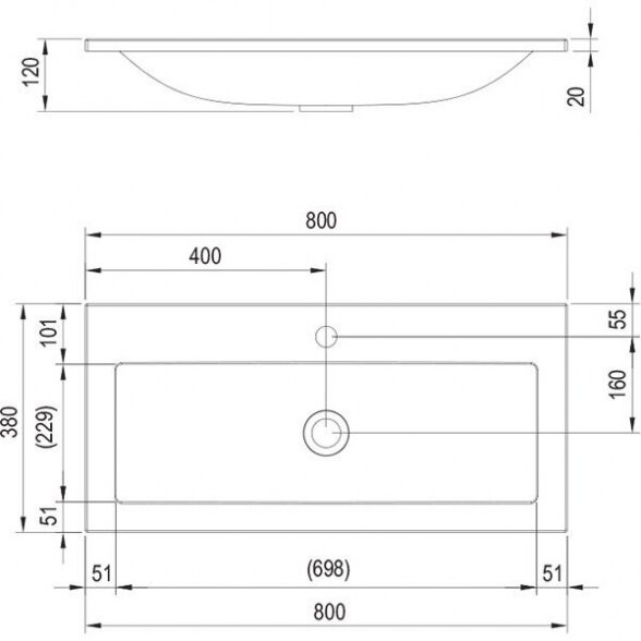 Praustuvas RAVAK Clear 800 mm 4