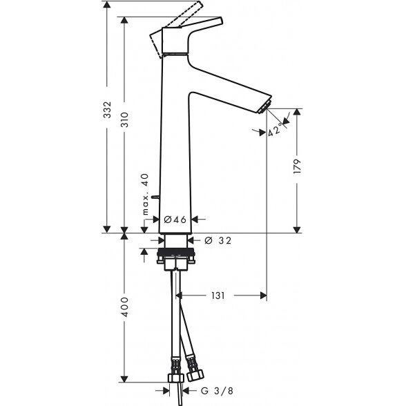 Praustuvo maišytuvas su dugno vožtuvu HANSGROHE Talis S 190, 72031000 3