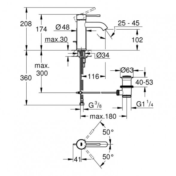 Praustuvo maišytuvas GROHE Essence S-dydis, 24172KF1 3