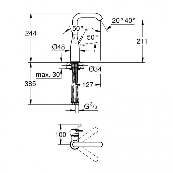 Praustuvo maišytuvas GROHE Essence L, 23541001 1