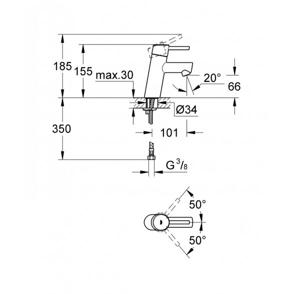 Praustuvo maišytuvas GROHE Concetto, S-dydis, 3224010E 4