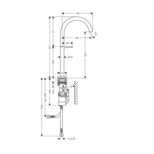 Praustuvo maišytuvas HANSGROHE Axor One 260, 48030340 1