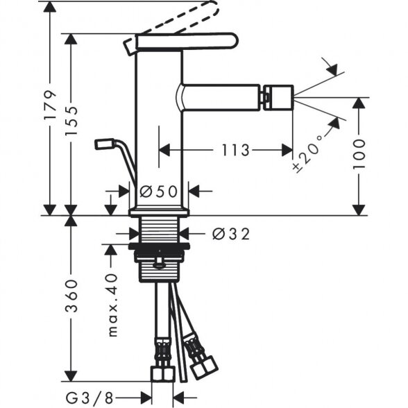 Bidė maišytuvas HANSGROHE Axor One 100, 48210670 1