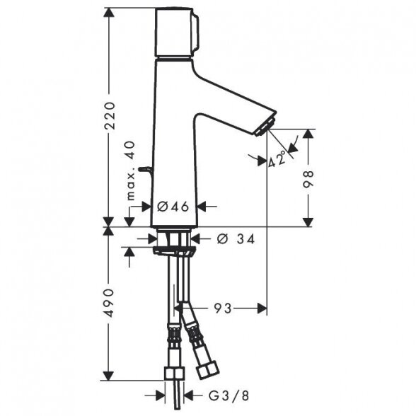 Praustuvo maišytuvas HANSGROHE Talis Select S 100 su dugno vožtuvu, 72042000 1