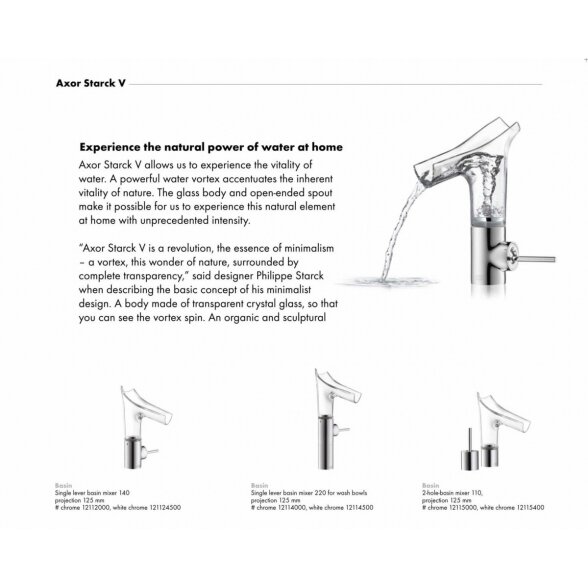 Praustuvo maišytuvas HANSGROHE AXOR Starck V 220, 12114000 4