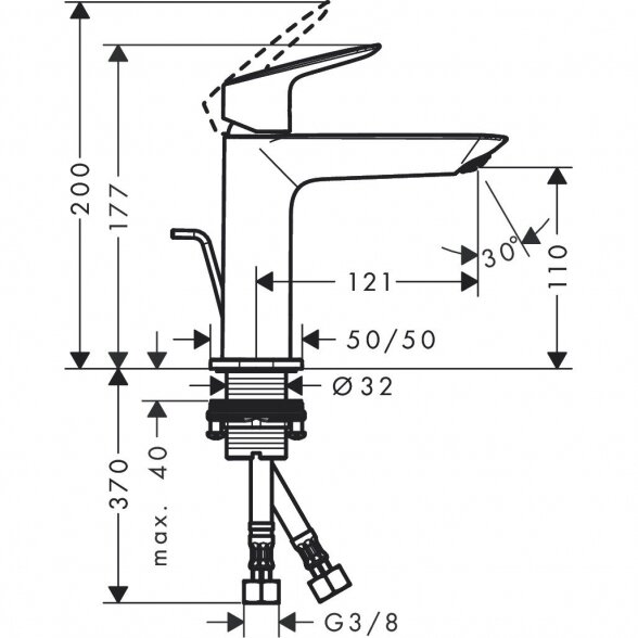 Praustuvo maišytuvas HANSGROHE Logis 110 CoolStart, 71254000 4