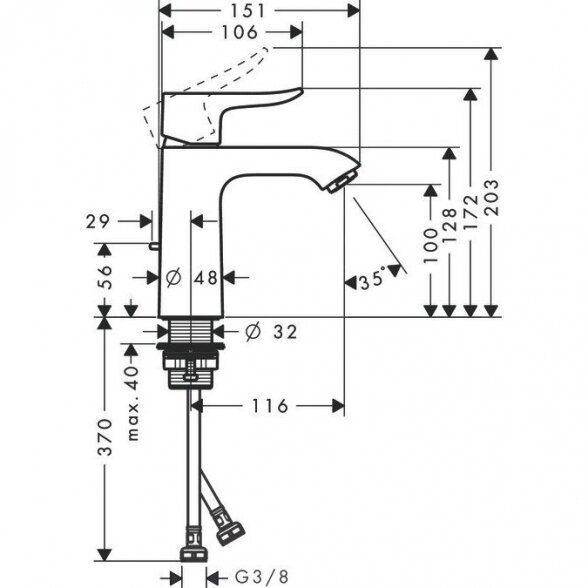 Praustuvo maišytuvas HANSGROHE Metris 110, 31080000 2