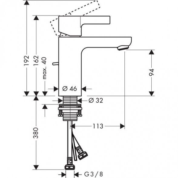 Praustuvo maišytuvas HANSGROHE Metris S, 31060000 2