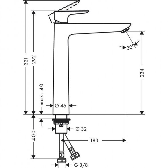 Praustuvo maišytuvas HANSGROHE Talis E 240, 71717140 1