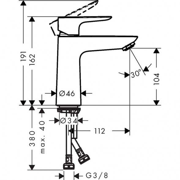 Praustuvo maišytuvas HANSGROHE Talis E 110, 71712990 1