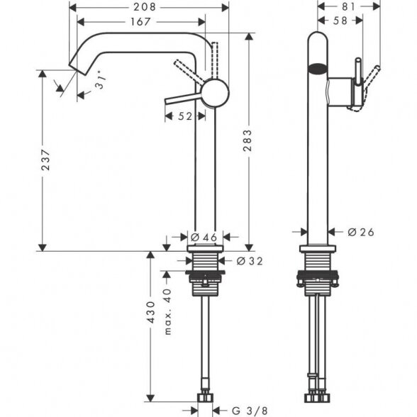 Praustuvo maišytuvas HANSGROHE Tecturis S 240, 73370700 2