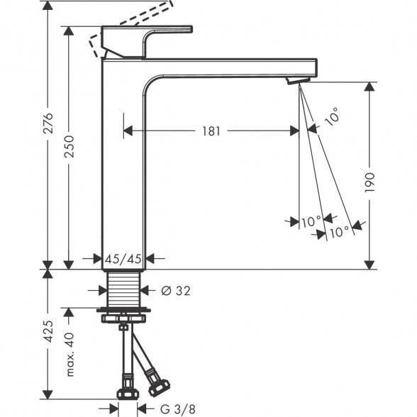 Praustuvo maišytuvas HANSGROHE Vernis Shape 190, 71591670 1