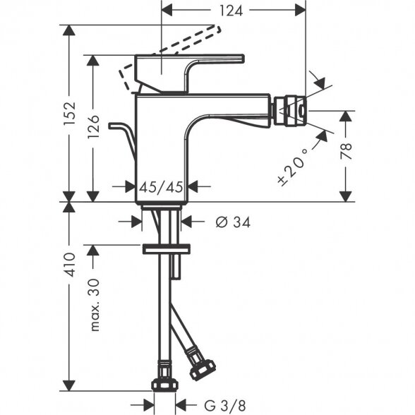 Maišytuvas bidė HANSGROHE Vernis Shape, 71211670 1