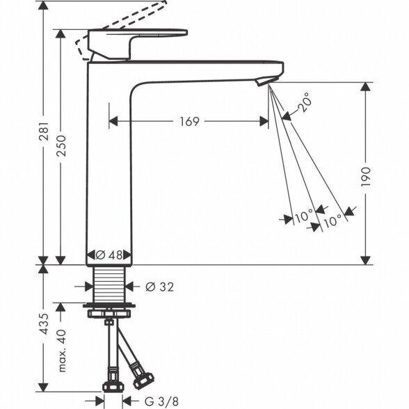 Praustuvo maišytuvas HANSGROHE Vernis Blend 190, 71582670 1