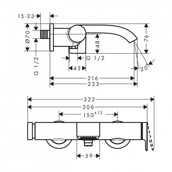 Vonios maišytuvas HANSGROHE Vivenis, 75420700 1