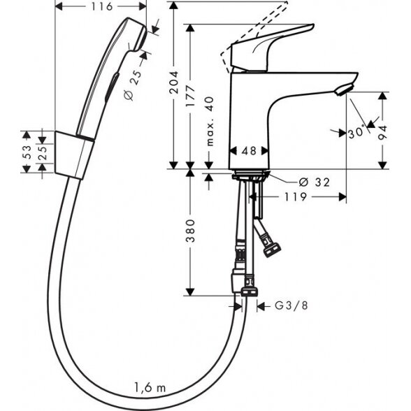 Praustuvo maišytuvas su bidete dušeliu HANSGROHE Focus 31927000 2