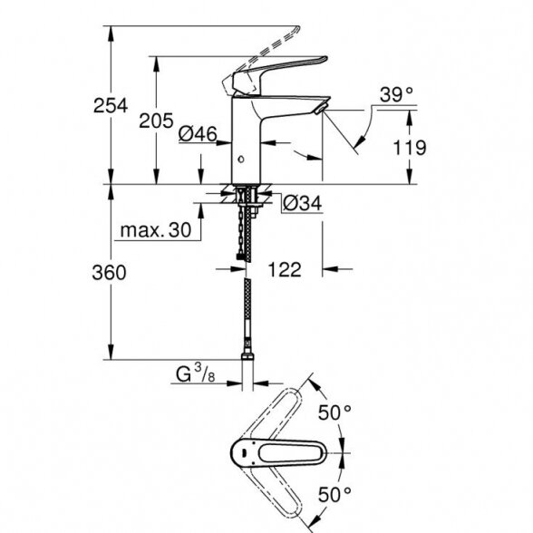 Praustuvo maišytuvas GROHE EuroSmart M-dydis, 23987003 3