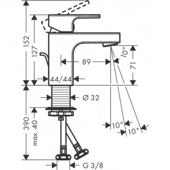 Praustuvo maišytuvas su dugno vožtuvu HANSGROHE Vernis Shape 70, 71560670 1