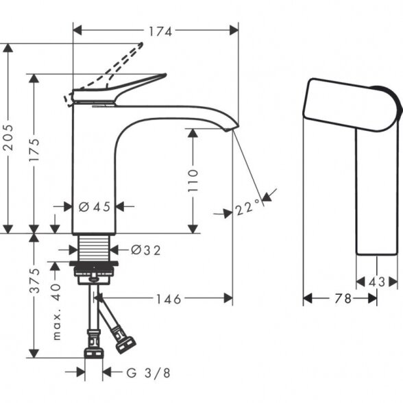 Praustuvo maišytuvas HANSGROHE Vivenis 110, 75022670 3