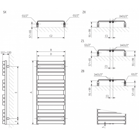 Rankšluosčių džiovintuvas TERMA WARP T 500 x 1100 mm, raudonas, (Iš ekspozicijos) 6