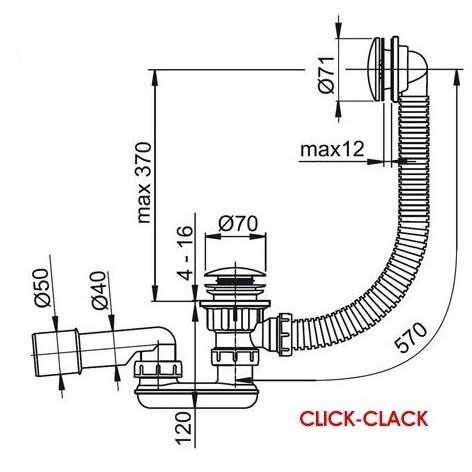 Sifonas voniai RAVAK 570 Click Clack, X01377 1