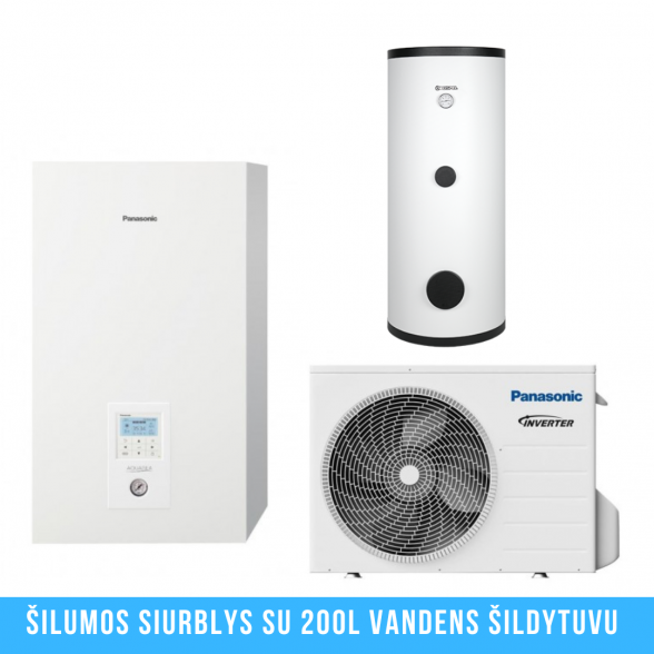 Šilumos siurblys oras - vanduo 7 kW PANASONIC, su 200 l talpa, vienfazis 1