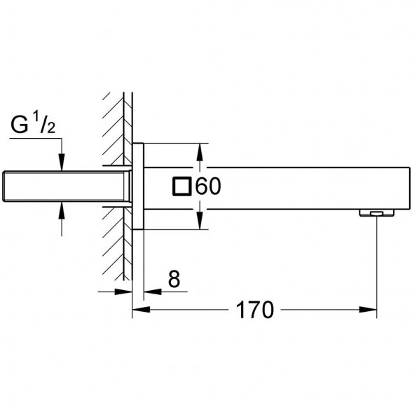 Snapas voniai GROHE EuroCube 170 mm, 13303000 2