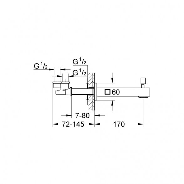 Snapas voniai GROHE EuroCube 170 mm, 13304000 1