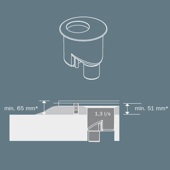 Standartinis sifonas TECEdrainline DN 50 vertikalus 2