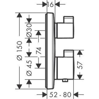 Termostatas HANSGROHE Ecostat S 2 funkcijų, 15758340 1