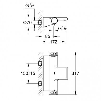 Termostatinis maišytuvas GROHE Grohtherm 2000 New su lentynėle, 34464001 4