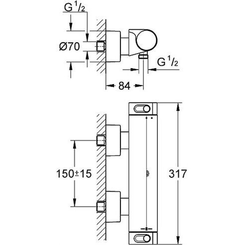 Termostatinis maišytuvas dušui GROHE Grohtherm 2000, 34169001 1