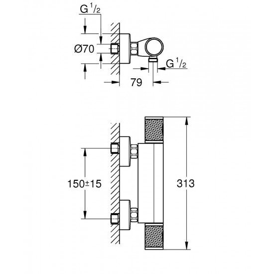 Termostatinis maišytuvas dušui su dušo stovu 92 cm GROHE Grohtherm 1000 Performance, 34835000 7