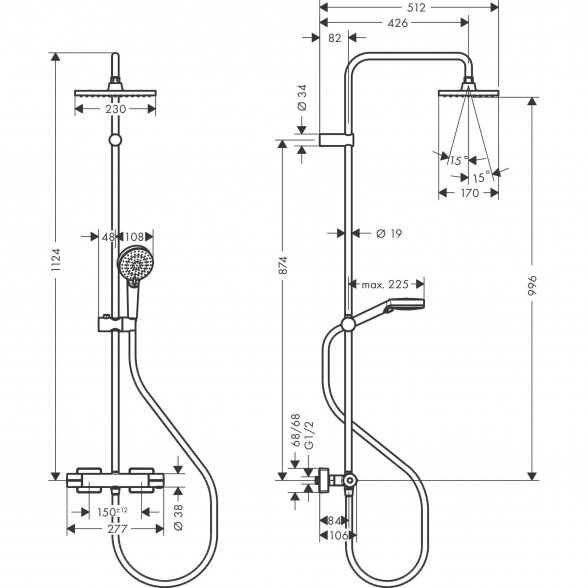 Termostatinė dušo sistema HANSGROHE Vernis Shape 230, 26286670 4