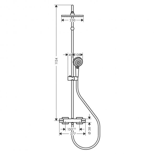 Termostatinė dušo sistema HANSGROHE Vernis Shape 230, 26286670 6