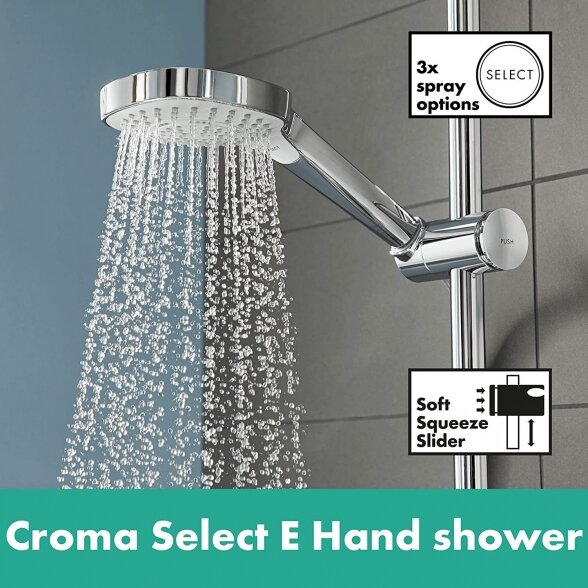 Termostatinė lietaus dušo sistema HANSGROHE Croma E Showerpipe 280 1 jet, 27630000 2