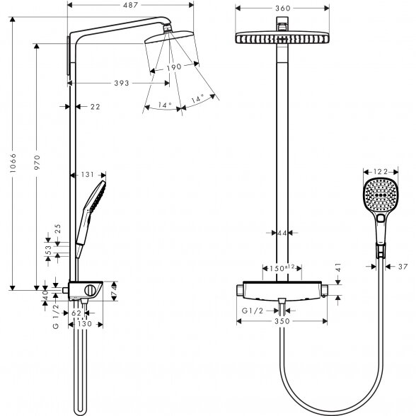 Termostatinė lietaus dušo sistema HANSGROHE Raindance Select E, 27112400 1