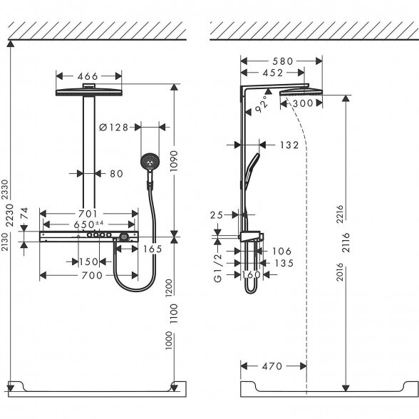 Dušo sistema su termostatu HANSGROHE Rainmaker Select 460 3jet, 27106400 6