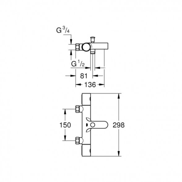 Termostatinis maišytuvas voniai-dušui GROHE Grohtherm 800 Cosmopolitan, 34770000 1