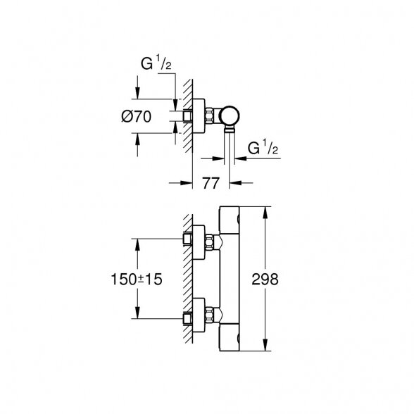 Termostatinis maišytuvas dušui GROHE Grohtherm 800 Cosmopolitan, 34765000 1