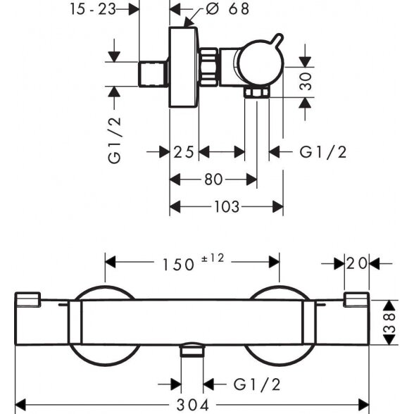 Termostatinis maišytuvas dušui HANSGROHE Ecostat Comfort, 13116000 3