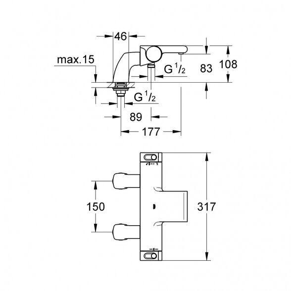 Termostatinis vandens maišytuvas voniai GROHE Grohtherm 2000, 34176001 1