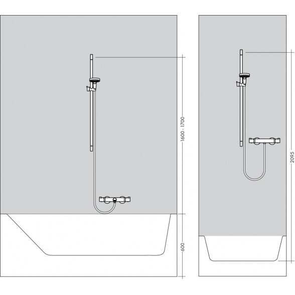 Termostatinis maišytuvas HANSGROHE Ecostat Select su 90 cm dušo stovu Raindance Select S, 27037000 7