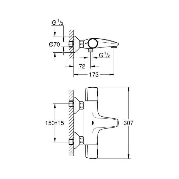 Termostatinis maišytuvas voniai - dušui GROHE Precision Trend, 1022162432 1