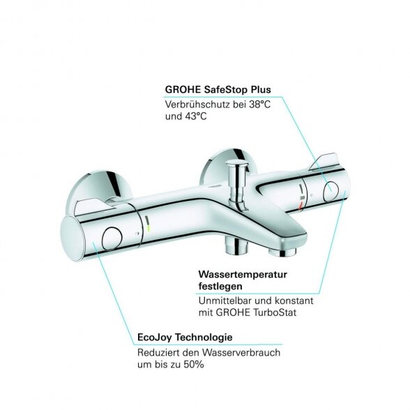 Termostatinis maišytuvas voniai - dušui GROHE Grohtherm 800 New 4