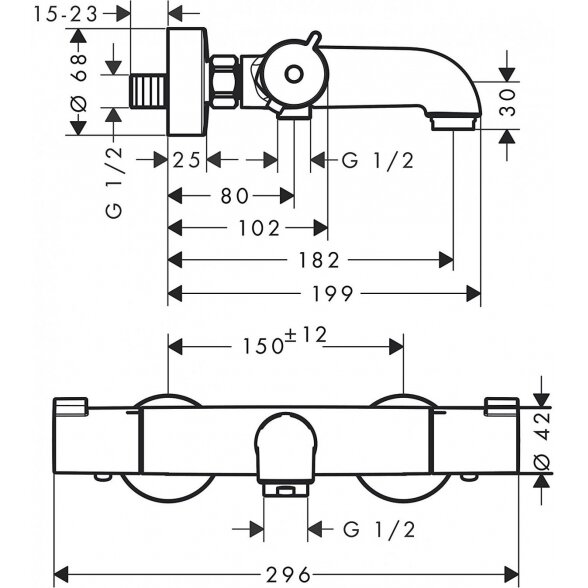 Termostatinis vonios - dušo maišytuvas HANSGROHE Ecostat 1001 CL, 13201000 3